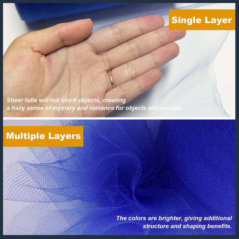 Ableme Deco Tulle Fabric Roll 6 Inch by 100 Yards (300 ft) Tulle Ribbon Sheer Mesh Netting for DIY Tutu Skirt Gift Wrapping Wedding Baby Shower Birthday Halloween Party Decorations Crafts, 34 Colors (Royal Blue) - Image 4